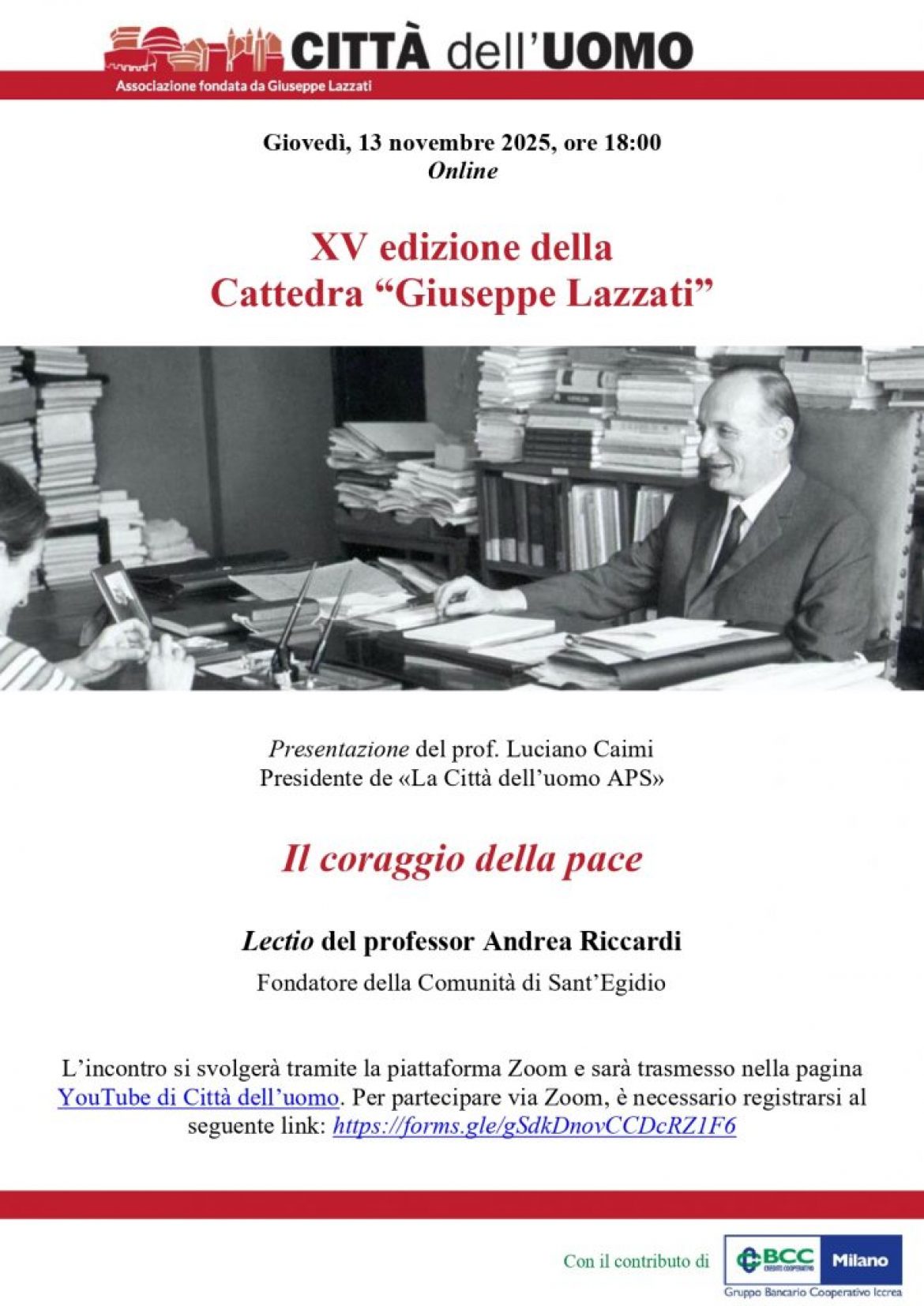 XV Cattedra “Giuseppe Lazzati” – Il coraggio della pace – Andrea Riccardi
