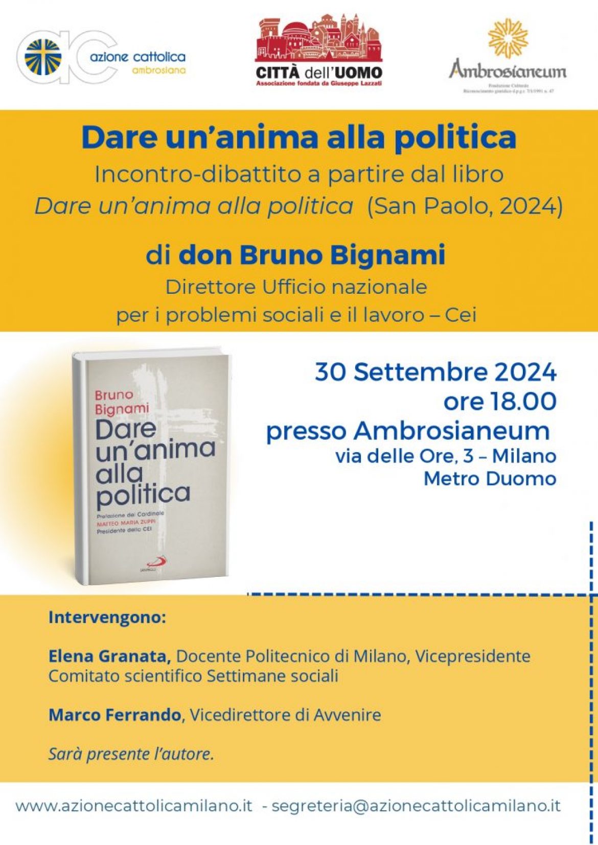 Dare un’anima alla politica – Incontro/dibattito